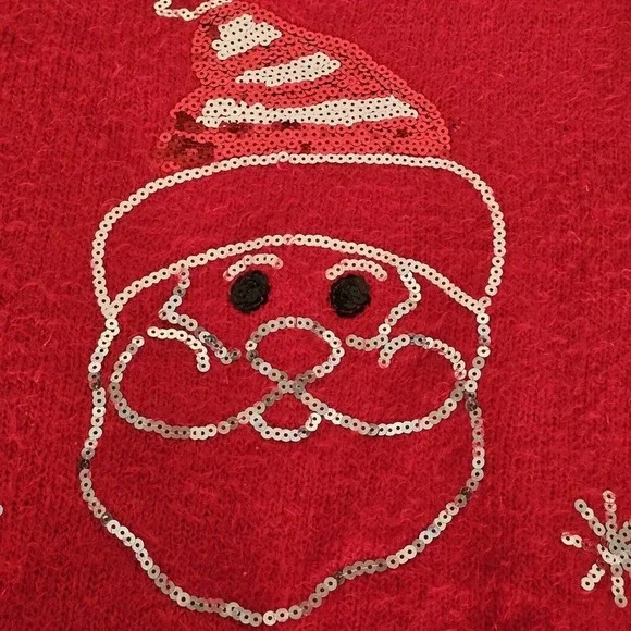 Red Ugly Christmas Sweater Santa Sequins XXL - Picture 7 of 8